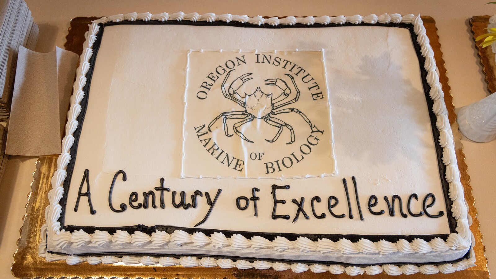 A decorated cake celebrates a century of marine biology in Oregon.