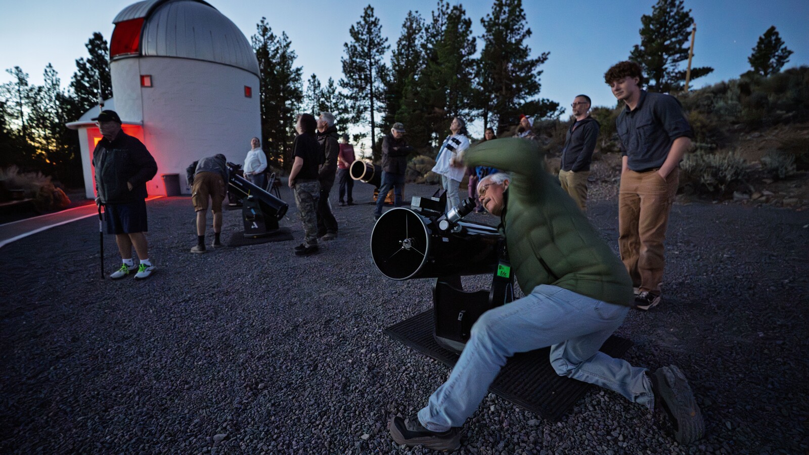 Telescopes and visitors occupy Pine Mountain Observatory.
