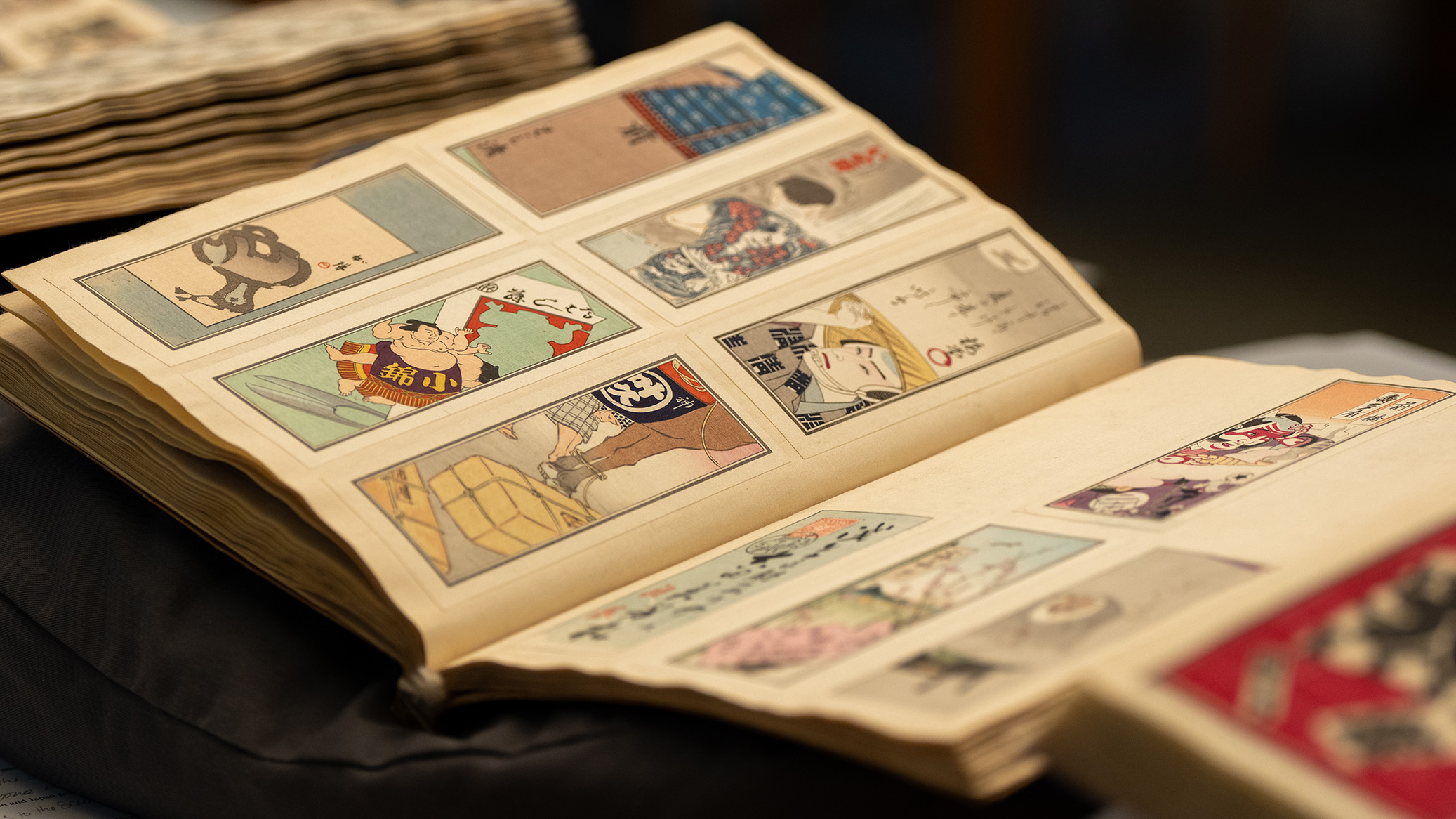 An open book in the UO Special Collections area