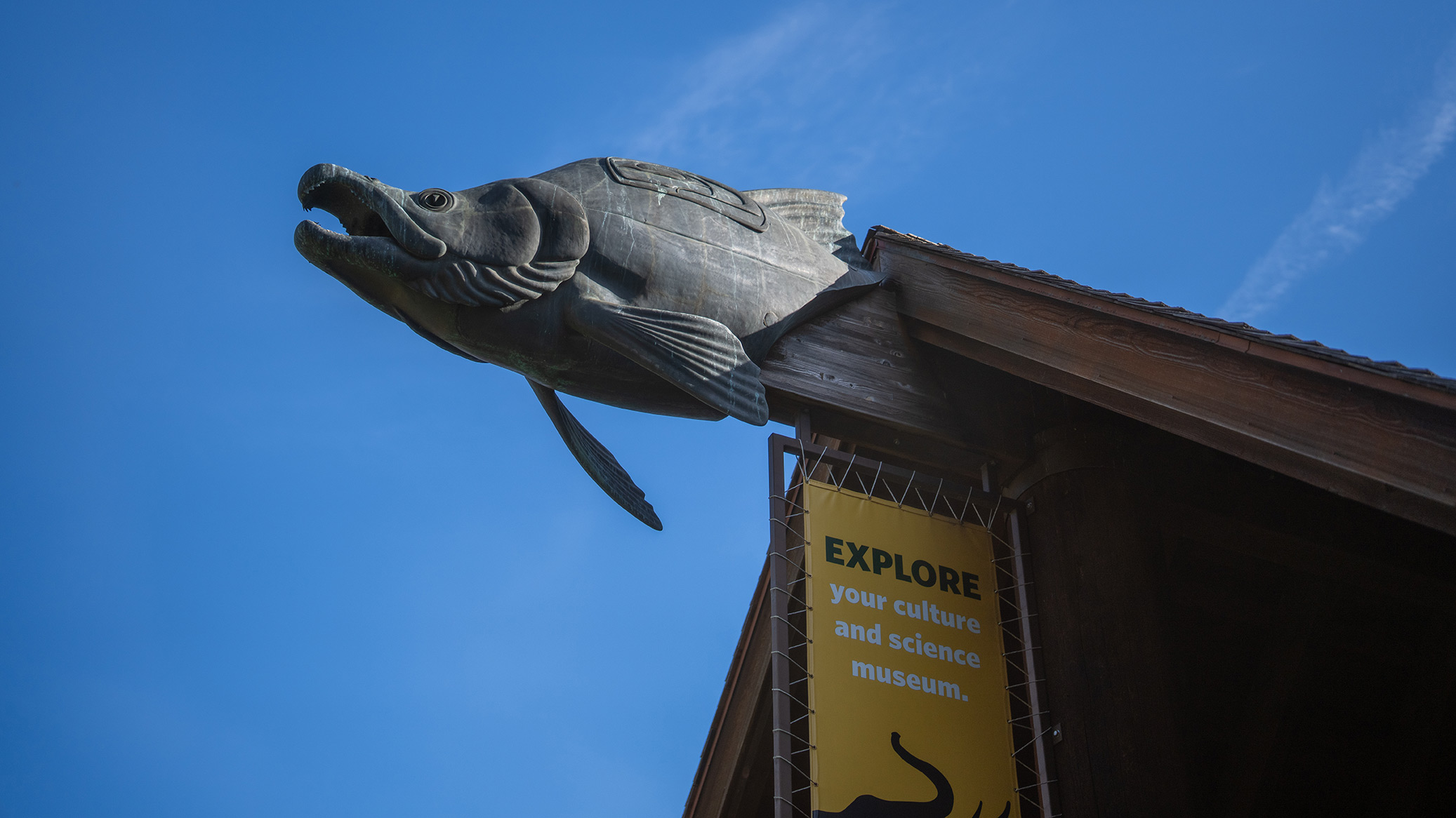 Salmon carving on the Museum of Natural and Cultural History