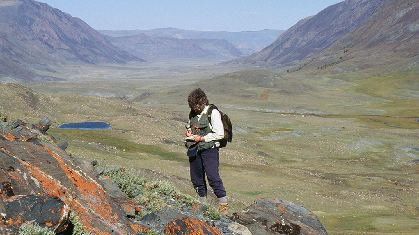 Professor Esther Jacobson-Tepfer studies rock art in Mongolia.