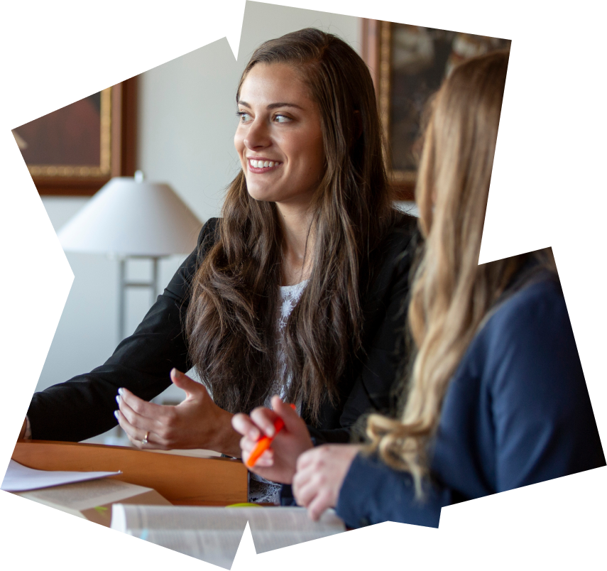 two students discussing a project