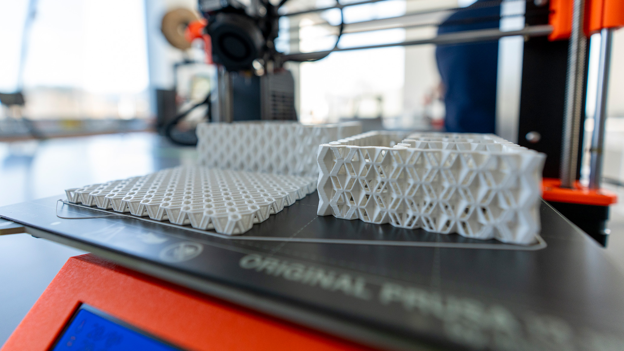 Lattice structures on a 3D printer bed