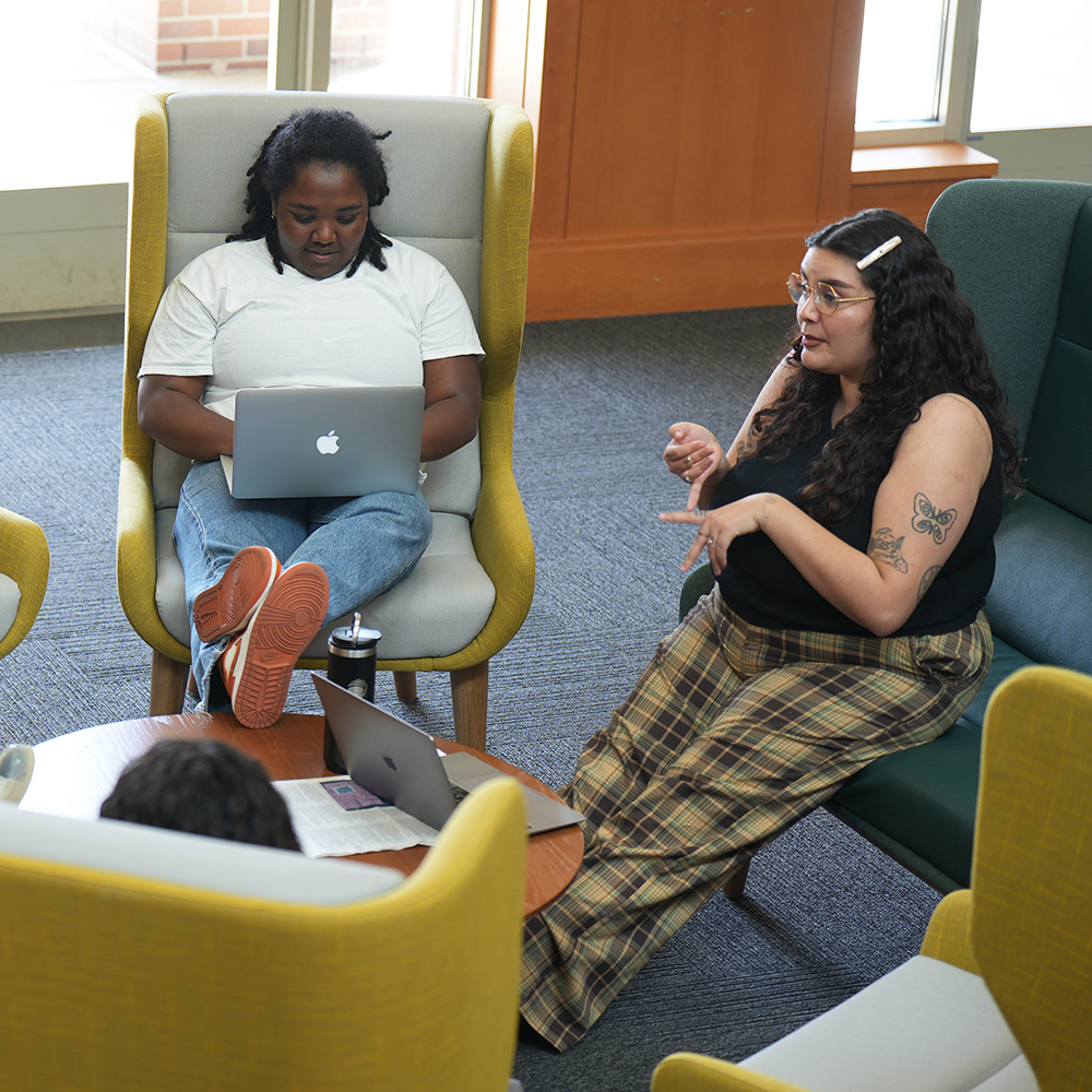 Students studying in the Law Commons area