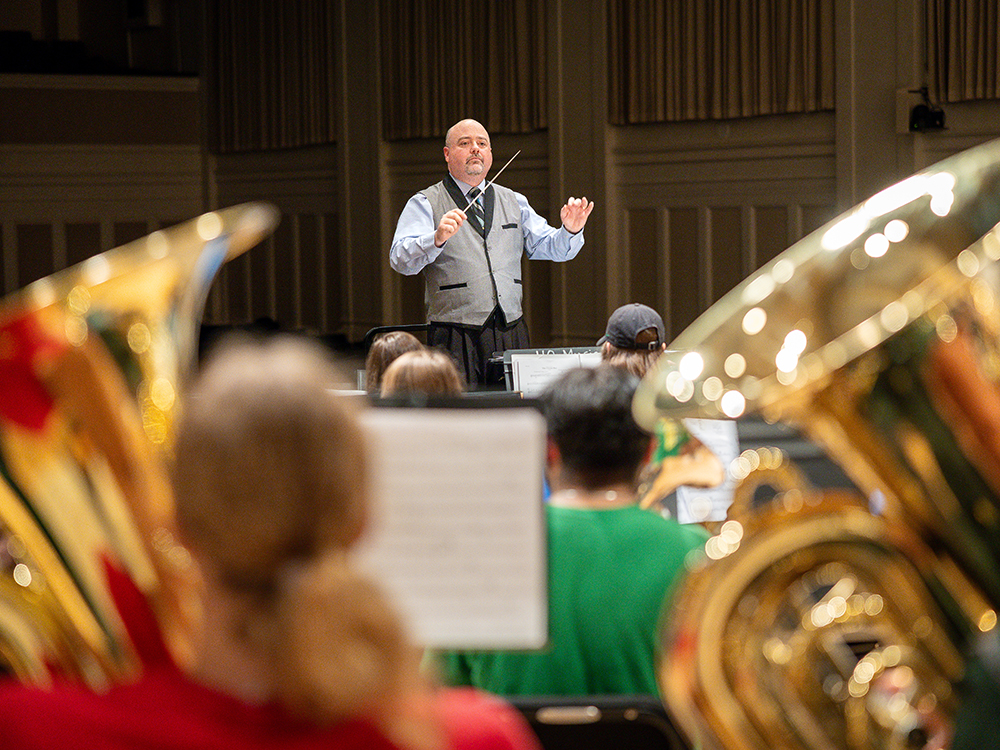 Composer instructing a concert band