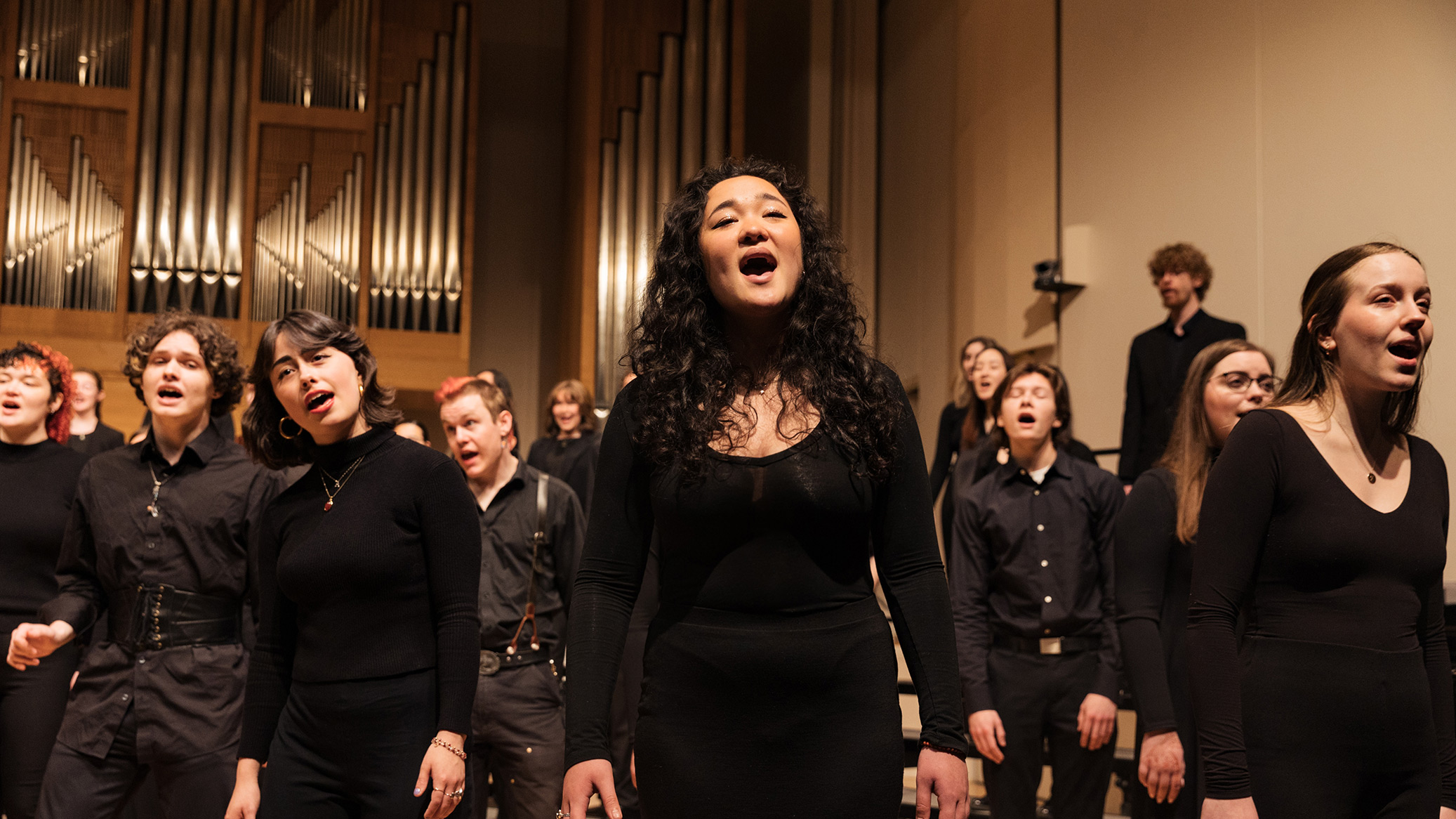 Choir singing on a concert stage