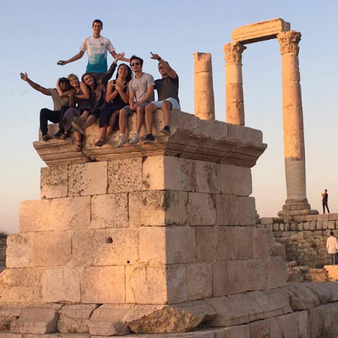 Students on top of a building
