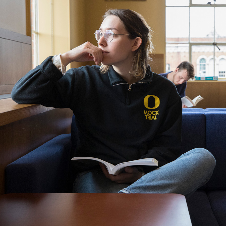 Students sit in the library at Chapman Hall.