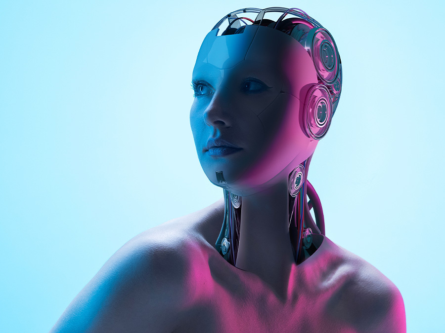 Photo illustration of female android