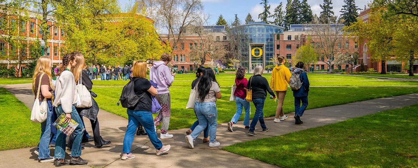 Prospective students take a guided campus tour.