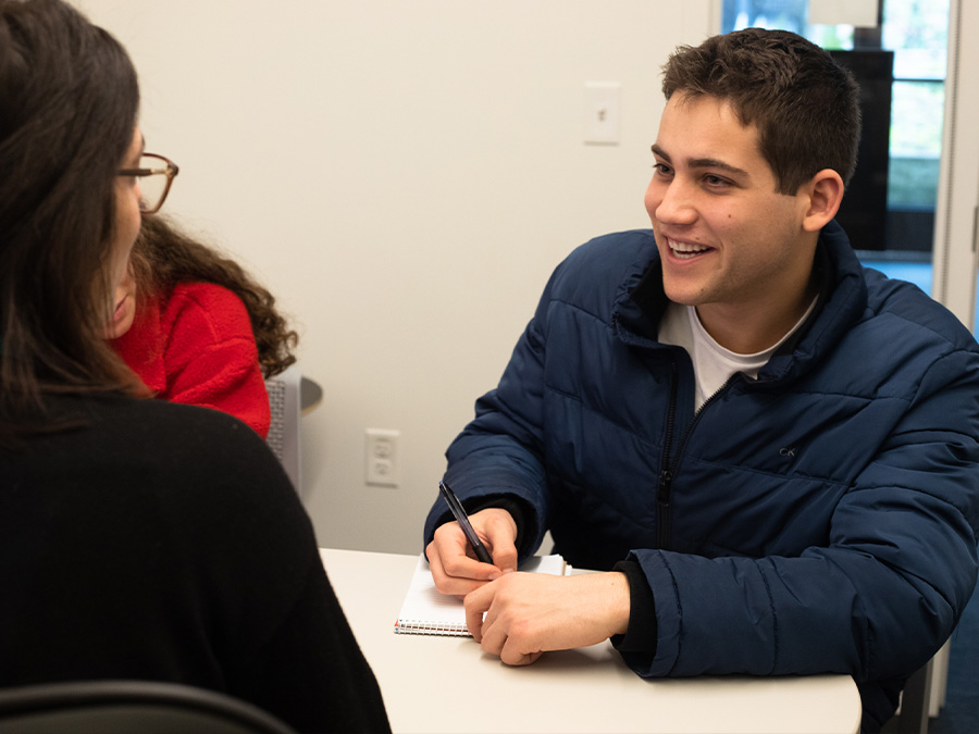 Student attends an advising session