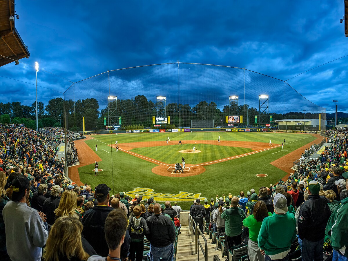 Fans watch a baseball game at PK Park.