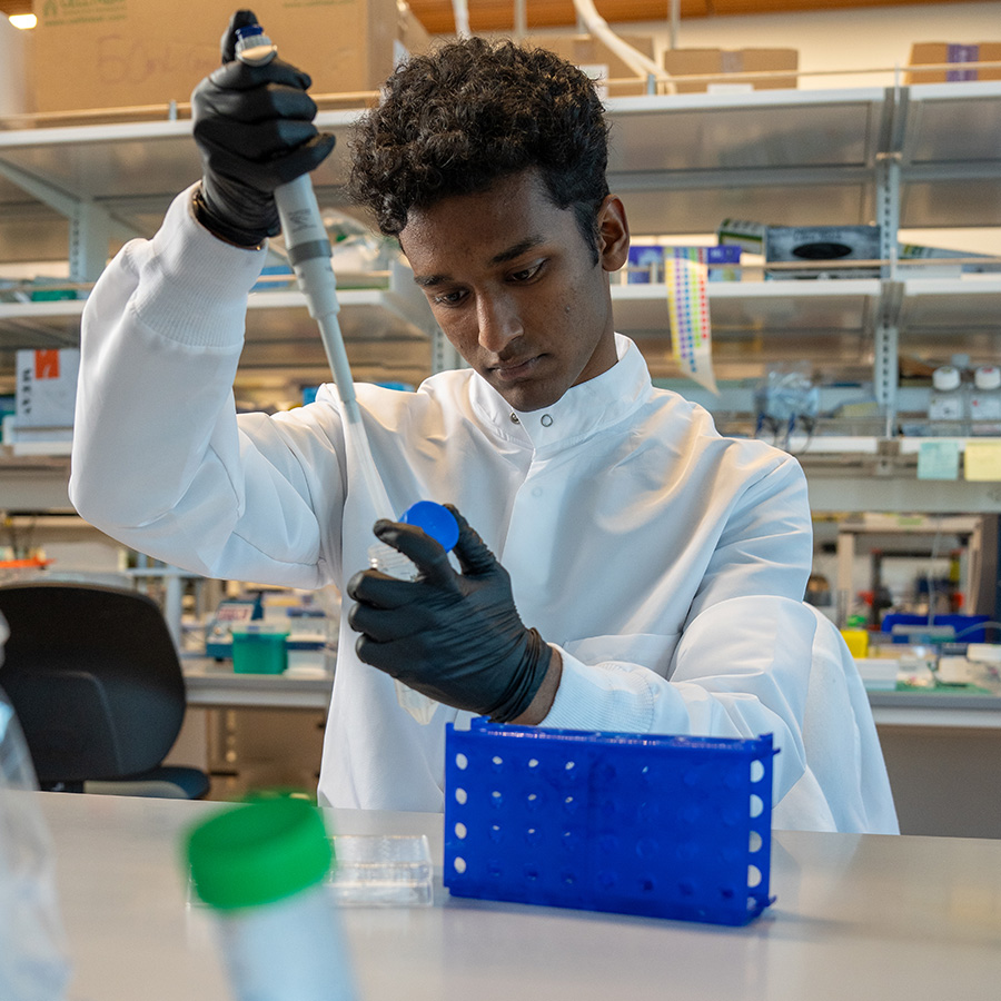 Research student working in lab