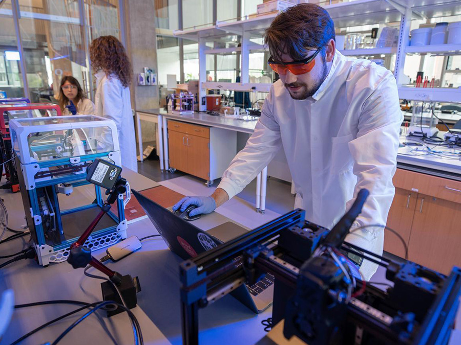 researcher working in lab