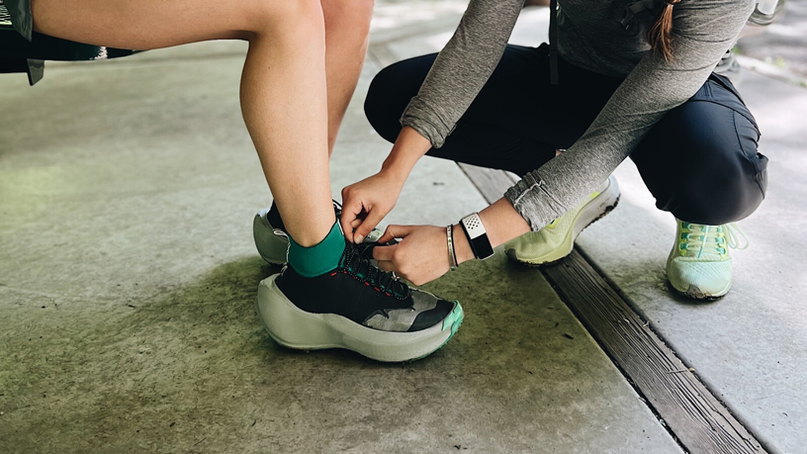 An athlete tests prototype footwear fitted with a shear-stress sensor.