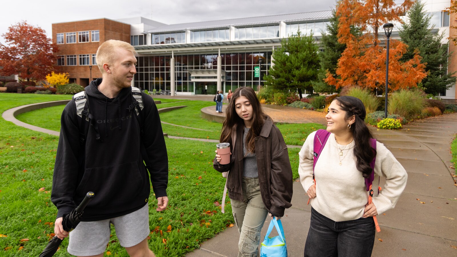 Ballmer Institute students gather outside on campus.
