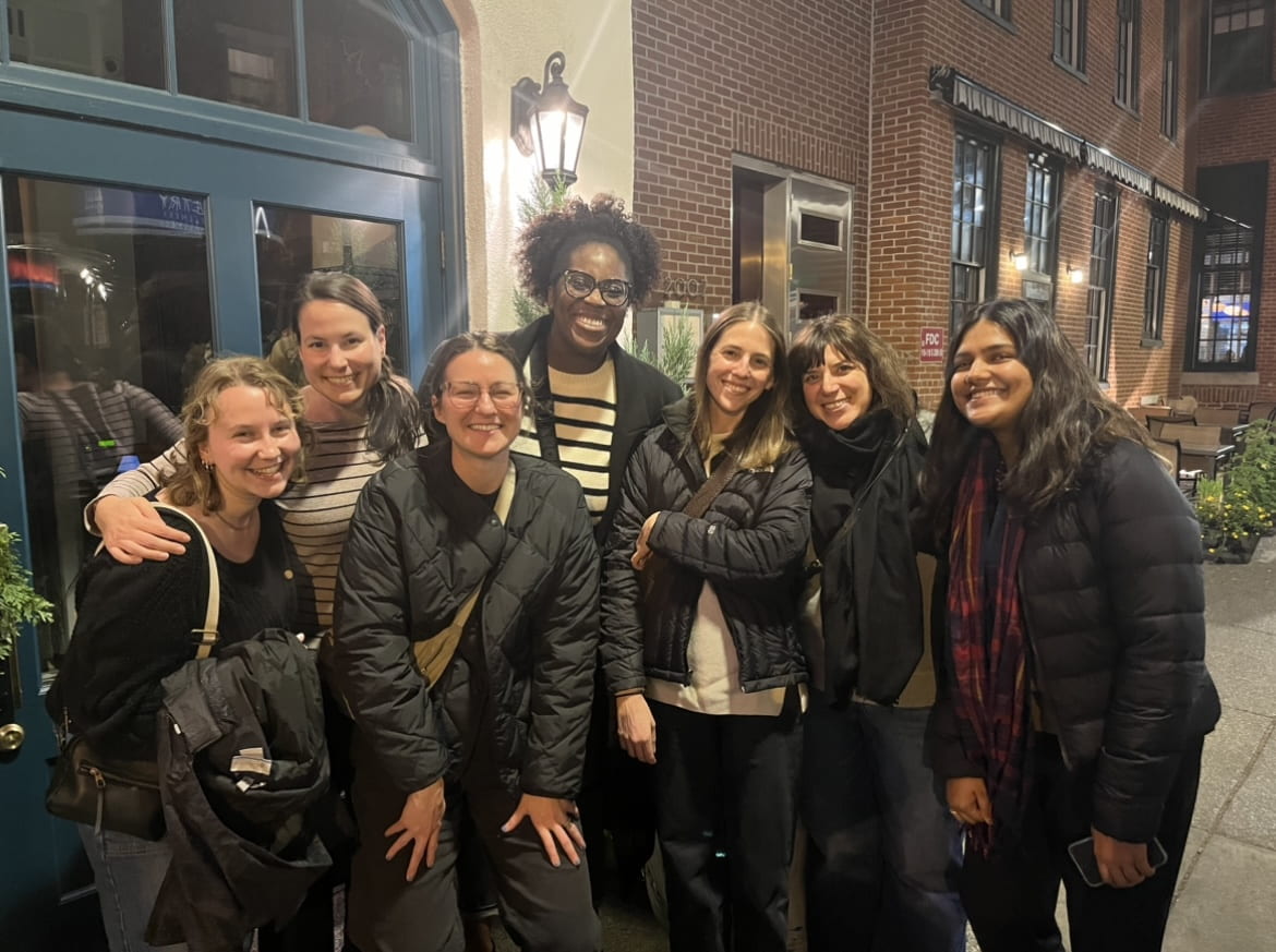 Members of the LEAP Lab gather together outdoors.