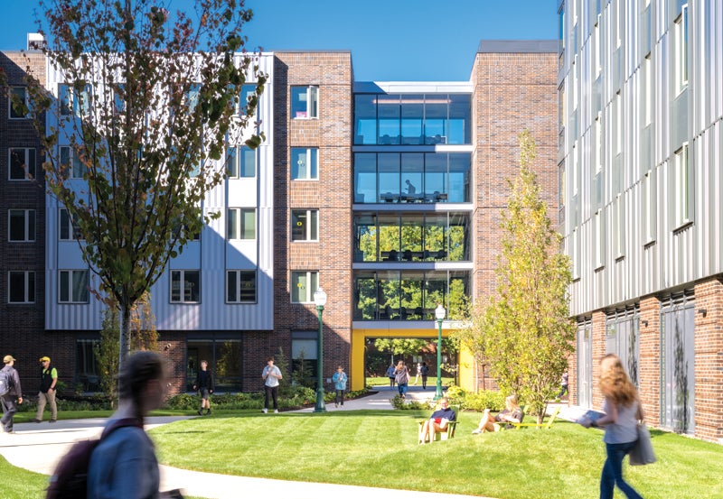 Yasui Hall breezeway with students walking by